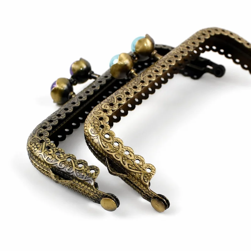 1-10Pcs 10.5cm Antique Bronze Handle Metal Kiss Lock Purse Frame Pearl Clasp for Coin Bag Wallet Clutch DIY Sewing Accessories