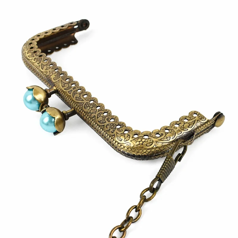 1-10Pcs 10.5cm Antique Bronze Handle Metal Kiss Lock Purse Frame Pearl Clasp for Coin Bag Wallet Clutch DIY Sewing Accessories