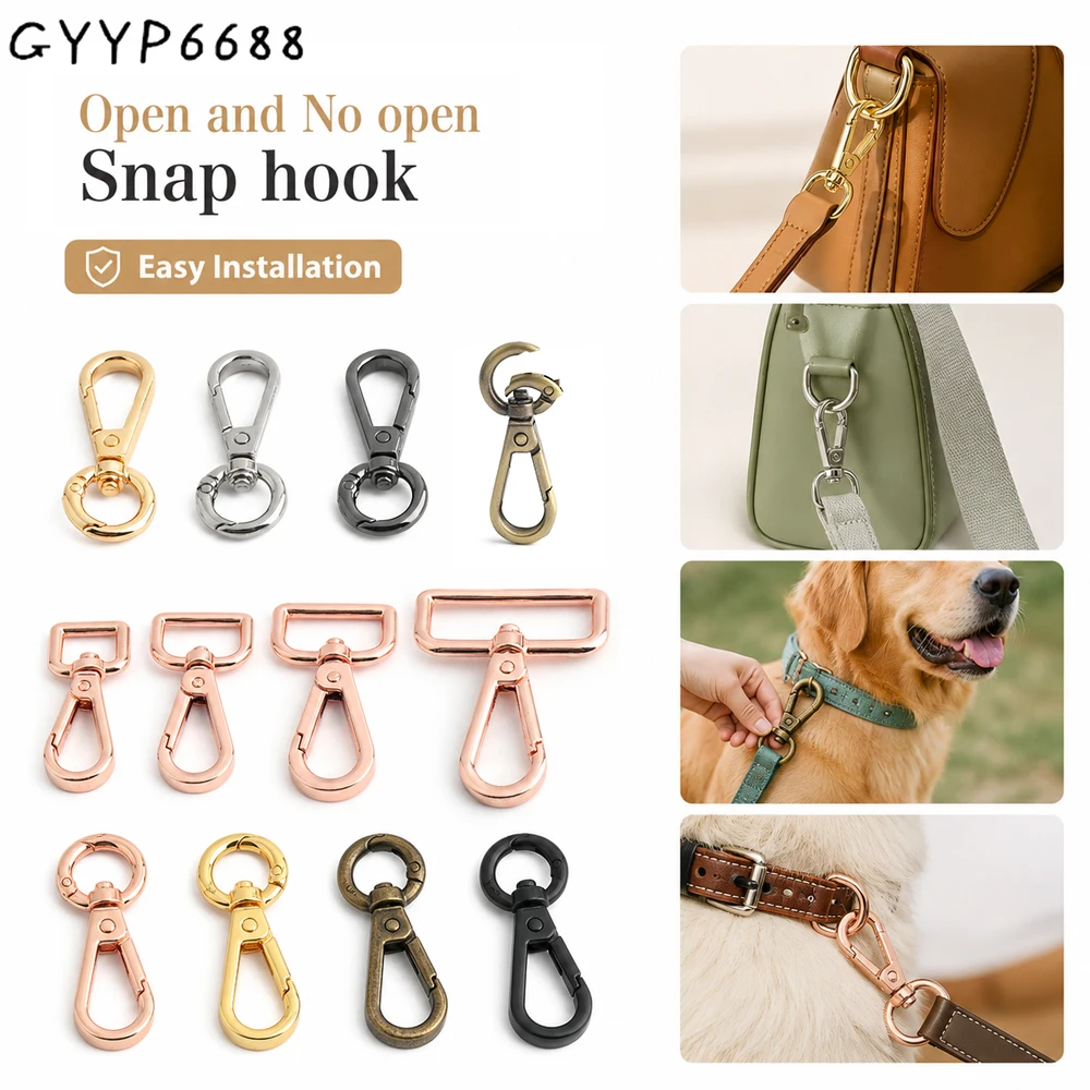 10/30/100PCS Inside:12mm Open Metal Carabiner Snap Hook Trigger Clasps Clips Swivel O-ring For Bag Strap Keychain Accessories