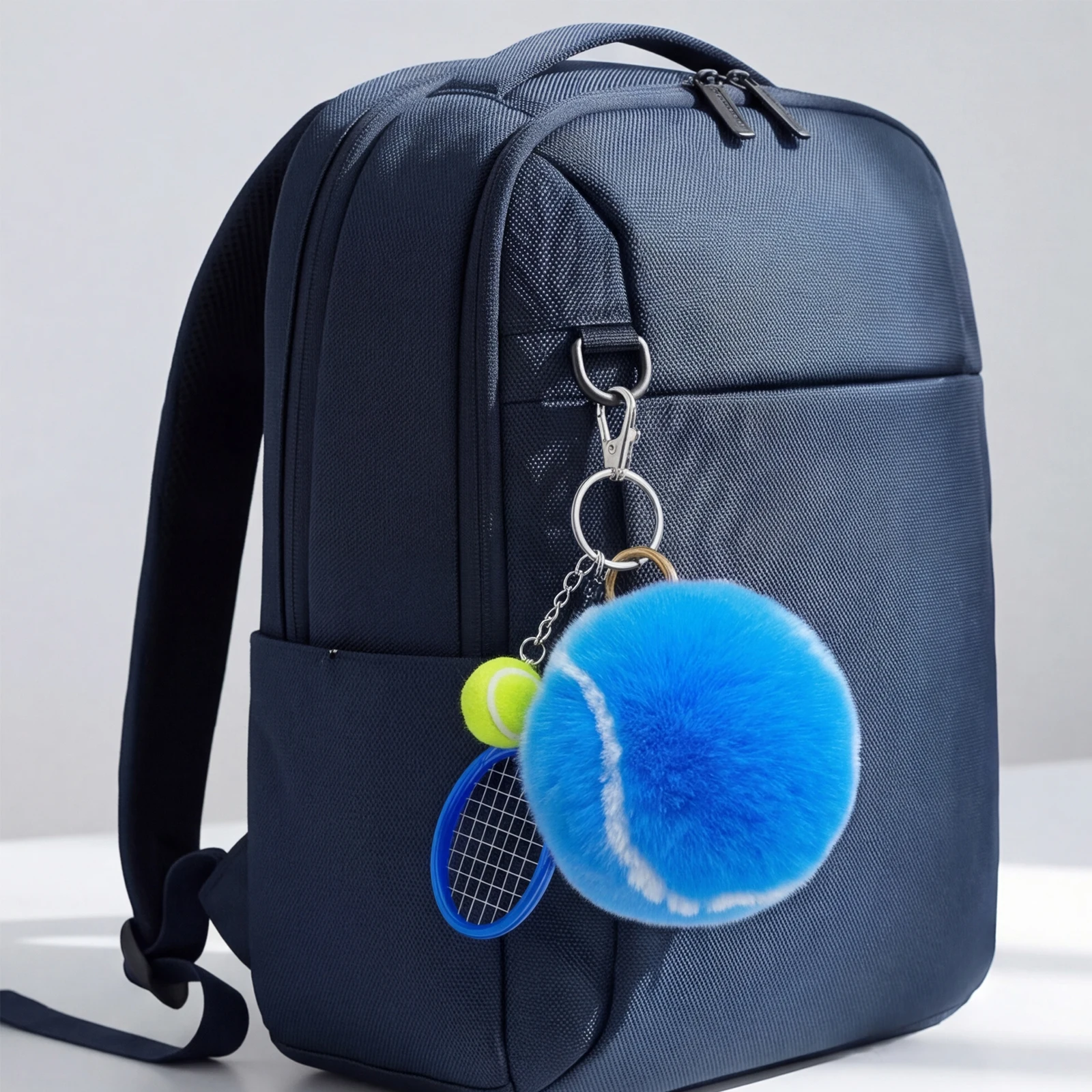 Cute Tennis Keychain Pendant with Racket Cartoon Ball School Bag Pendant Multi-Purpose Sports Player Jewelry Accessories