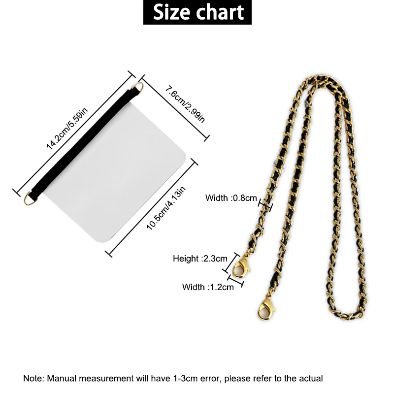 EverToner Fashion replacement bag chain and transparent card bag inner liner suitable for small C-anel card bag