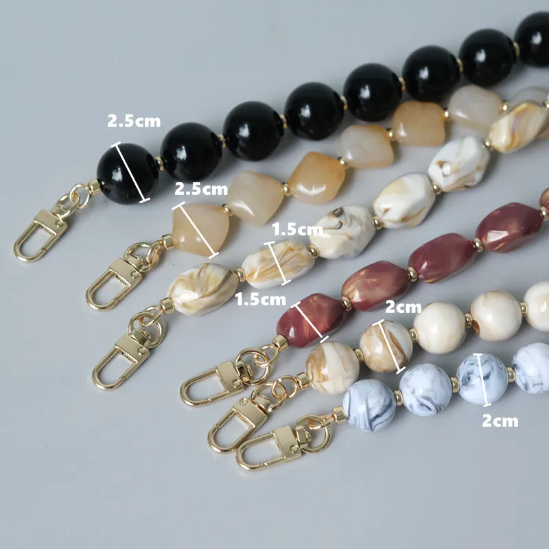 New Woman Bag Accessory Black Beige Red Acrylic Resin Beads Parts Handcrafted Wristband Women Replacement Bag Handle Chain