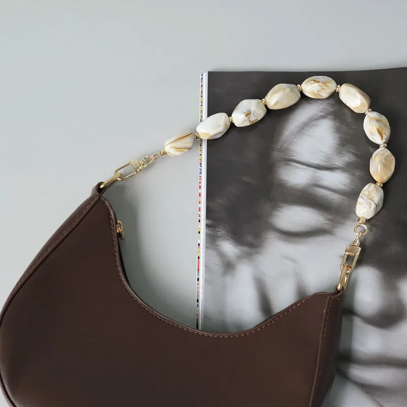New Woman Bag Accessory Black Beige Red Acrylic Resin Beads Parts Handcrafted Wristband Women Replacement Bag Handle Chain