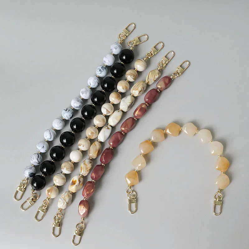 New Woman Bag Accessory Black Beige Red Acrylic Resin Beads Parts Handcrafted Wristband Women Replacement Bag Handle Chain