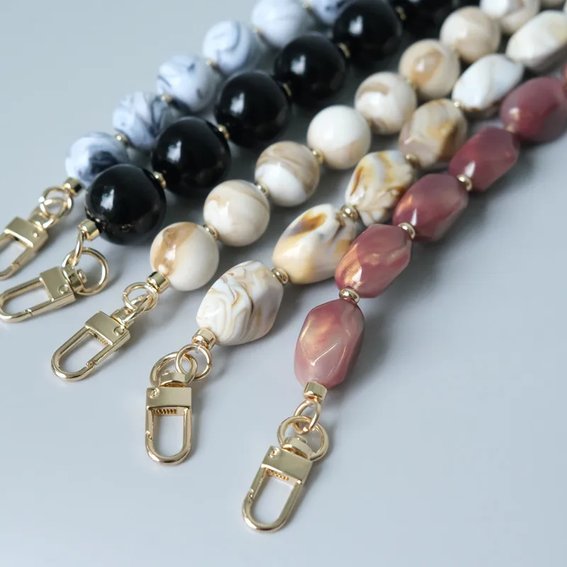 New Woman Bag Accessory Black Beige Red Acrylic Resin Beads Parts Handcrafted Wristband Women Replacement Bag Handle Chain