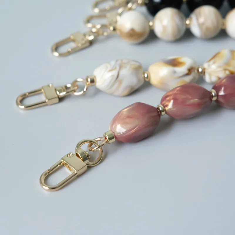 New Woman Bag Accessory Black Beige Red Acrylic Resin Beads Parts Handcrafted Wristband Women Replacement Bag Handle Chain