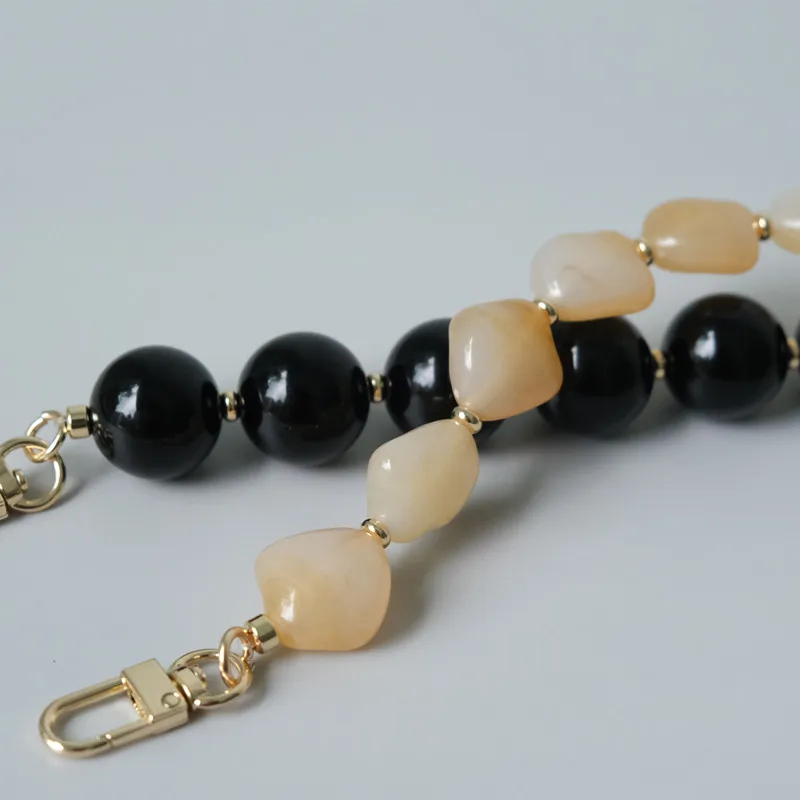 New Woman Bag Accessory Black Beige Red Acrylic Resin Beads Parts Handcrafted Wristband Women Replacement Bag Handle Chain