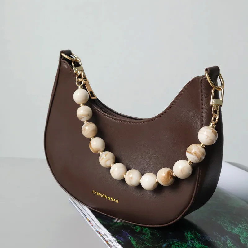 New Woman Bag Accessory Black Beige Red Acrylic Resin Beads Parts Handcrafted Wristband Women Replacement Bag Handle Chain