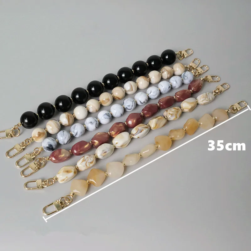 New Woman Bag Accessory Black Beige Red Acrylic Resin Beads Parts Handcrafted Wristband Women Replacement Bag Handle Chain