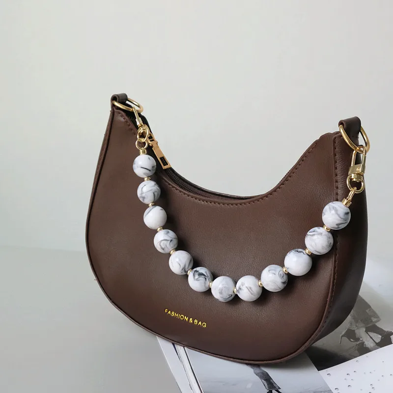 New Woman Bag Accessory Black Beige Red Acrylic Resin Beads Parts Handcrafted Wristband Women Replacement Bag Handle Chain