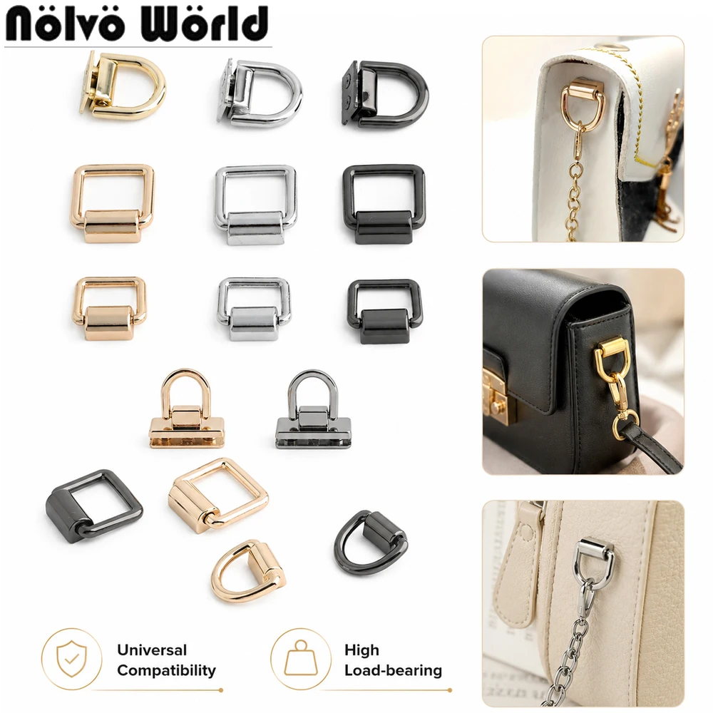 10/50/100PCS Metal Bag Side Hanger Square Ring For Handbag Strap Side Carabiner Clip Hook Chain Connector Buckle Accessories