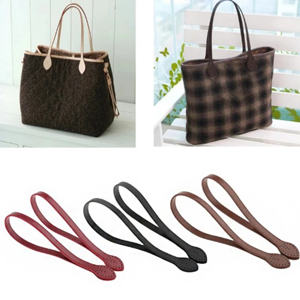 2pcs Leather Handles Durable Shoulder Bags Detachable Belt Women Leaf Handle Straps DIY Handmade Replacement Handbag Strap 60cm
