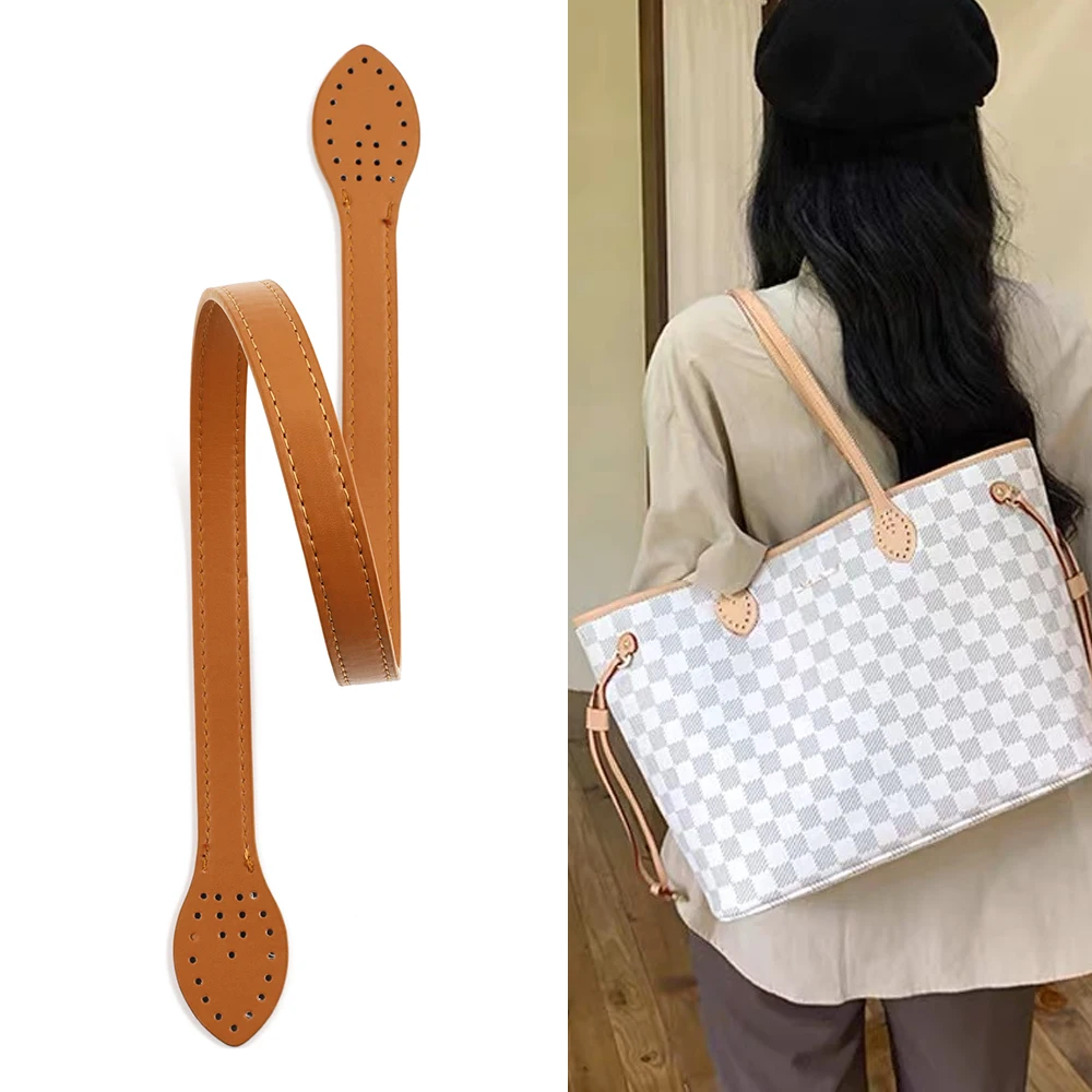 2pcs Leather Handles Durable Shoulder Bags Detachable Belt Women Leaf Handle Straps DIY Handmade Replacement Handbag Strap 60cm