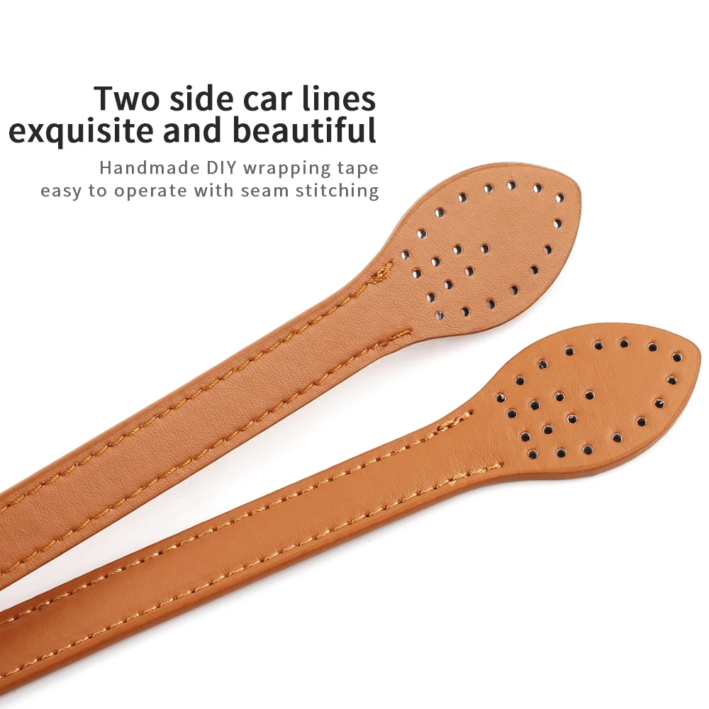 2pcs Leather Handles Durable Shoulder Bags Detachable Belt Women Leaf Handle Straps DIY Handmade Replacement Handbag Strap 60cm