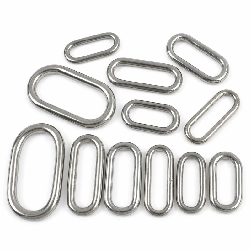 10/20Pcs 304 Stainless Steel Oval Rings 25-45mm Metal Loop Webbing Strap Connector for Bag Belt Pet Collar DIY Hardware
