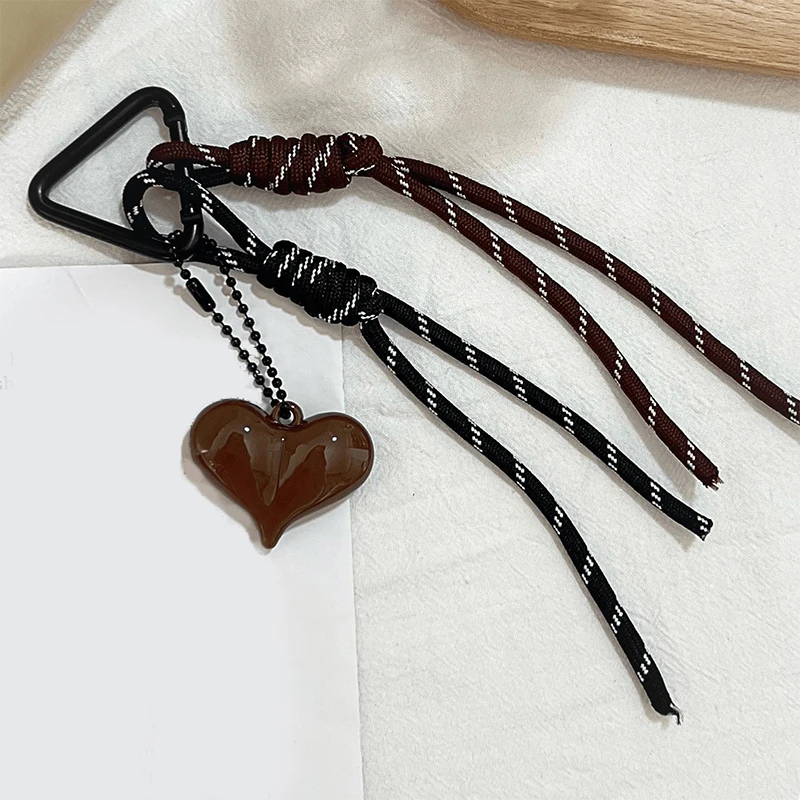 Fashionable Heart Leather Rope Keychain Heart-shaped Y2K Bag Pendant Ornaments Mobile Phone Lanyard Gifts Bag Accessories 