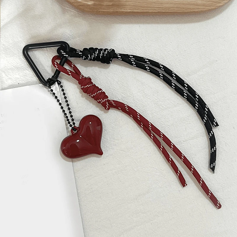 Fashionable Heart Leather Rope Keychain Heart-shaped Y2K Bag Pendant Ornaments Mobile Phone Lanyard Gifts Bag Accessories 