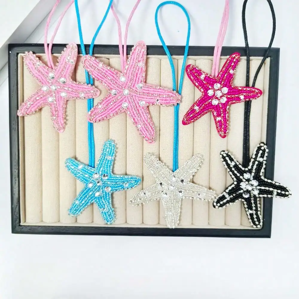 Fashionable Handmade Woven Starfish Bag Pendant, Cute Starfish Keychain Decoration, DIY Charm Bag Accessories