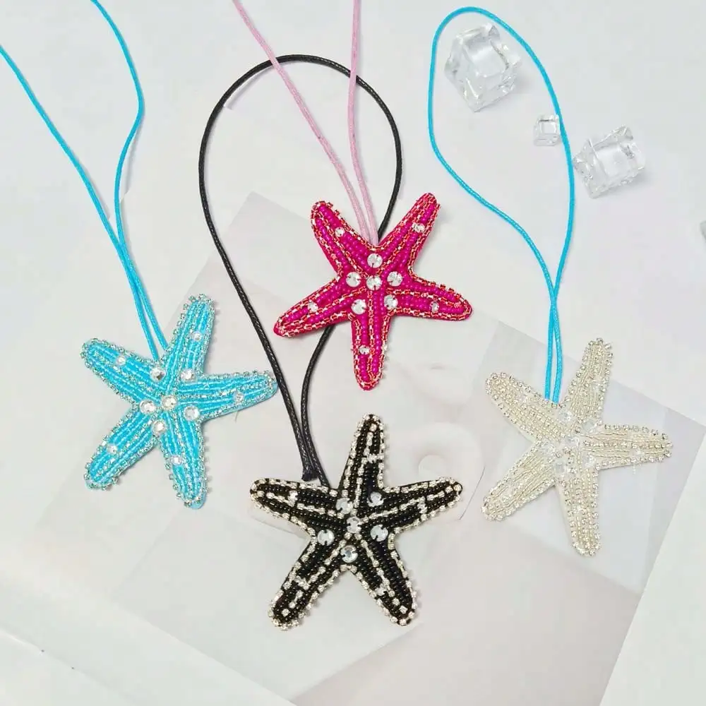 Fashionable Handmade Woven Starfish Bag Pendant, Cute Starfish Keychain Decoration, DIY Charm Bag Accessories
