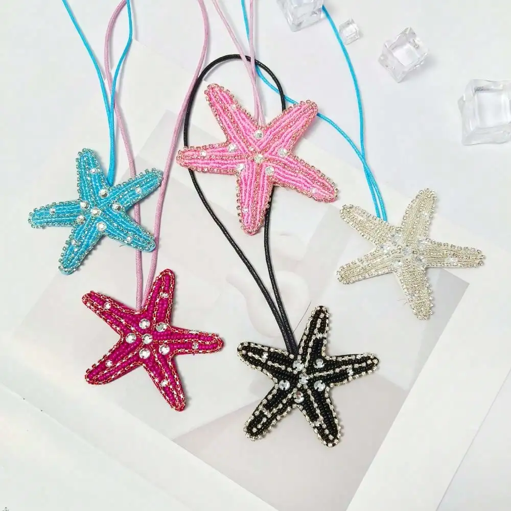 Fashionable Handmade Woven Starfish Bag Pendant, Cute Starfish Keychain Decoration, DIY Charm Bag Accessories