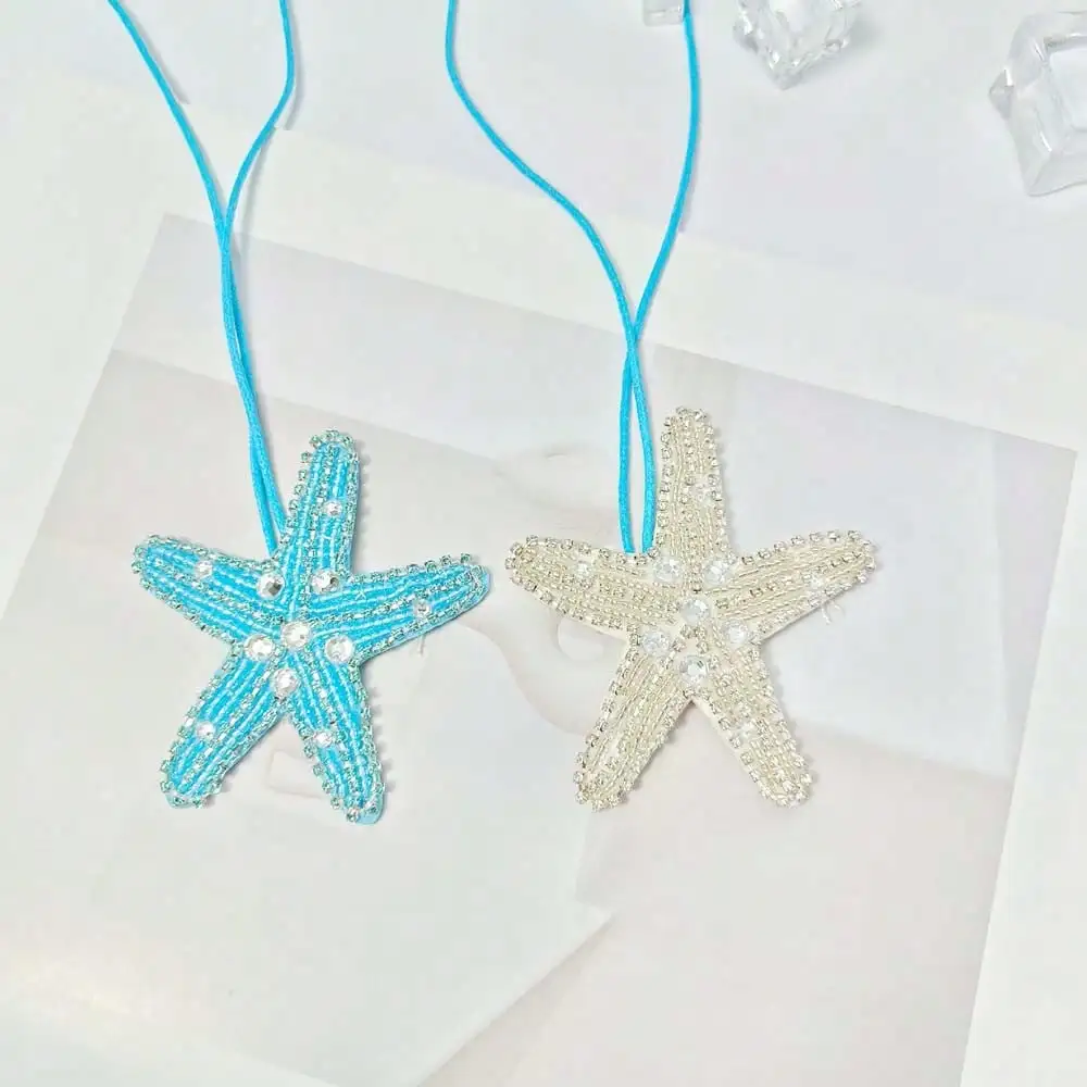Fashionable Handmade Woven Starfish Bag Pendant, Cute Starfish Keychain Decoration, DIY Charm Bag Accessories