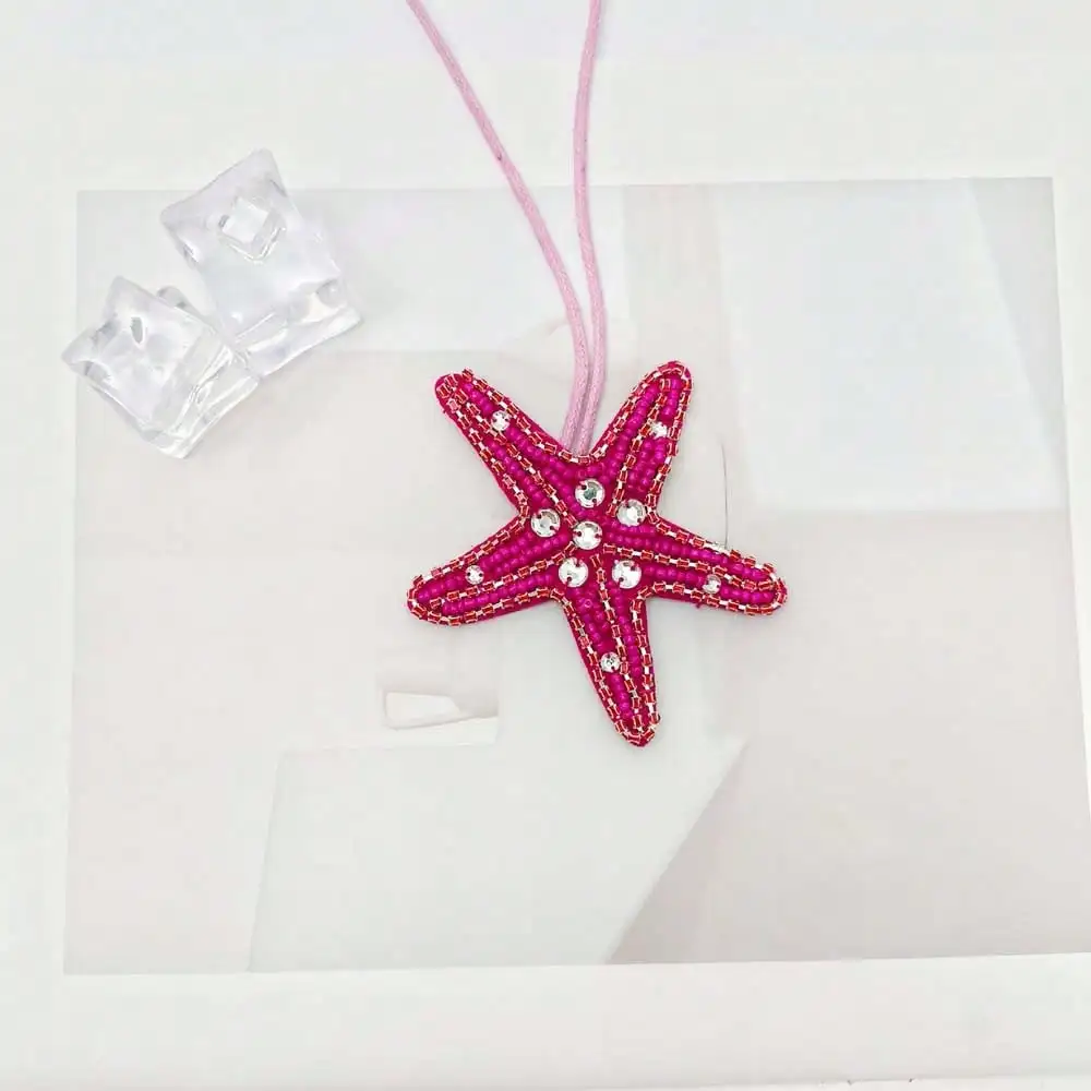 Fashionable Handmade Woven Starfish Bag Pendant, Cute Starfish Keychain Decoration, DIY Charm Bag Accessories