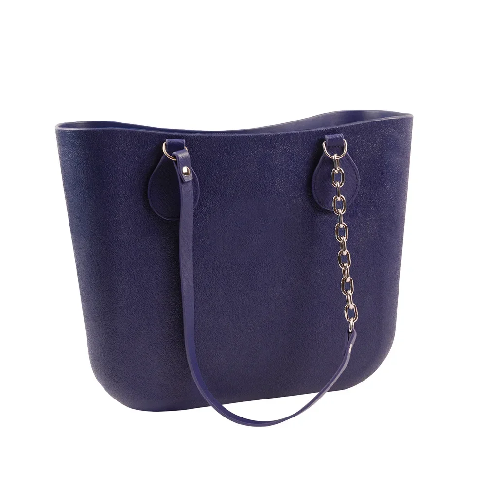 Tanqu New Arrival Long Edge Painting Handles Faux Leather Flat PU Belt and Drops with Thicken Shiny Chain for OBag for EVA O Bag