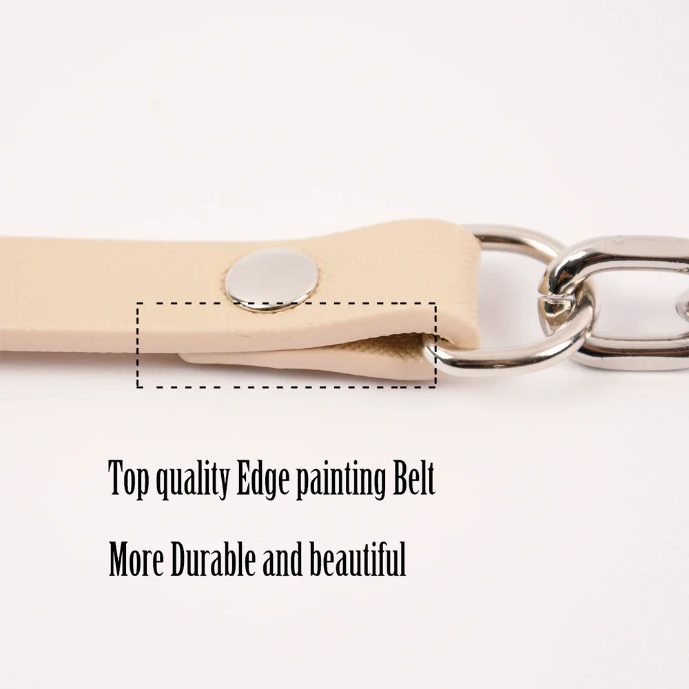 Tanqu New Arrival Long Edge Painting Handles Faux Leather Flat PU Belt and Drops with Thicken Shiny Chain for OBag for EVA O Bag
