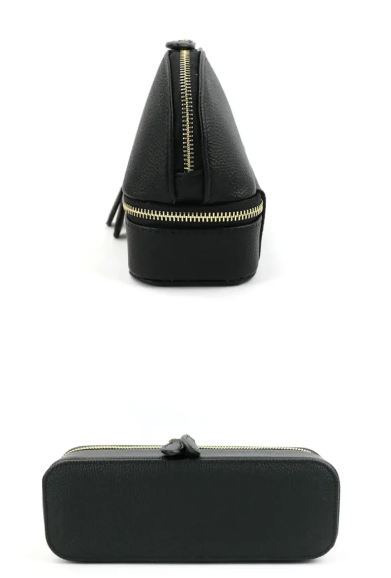 Free personalized pu pebble leather cosmetic bag women earring jewelry storage box zipper organizer leather travel jewelry box