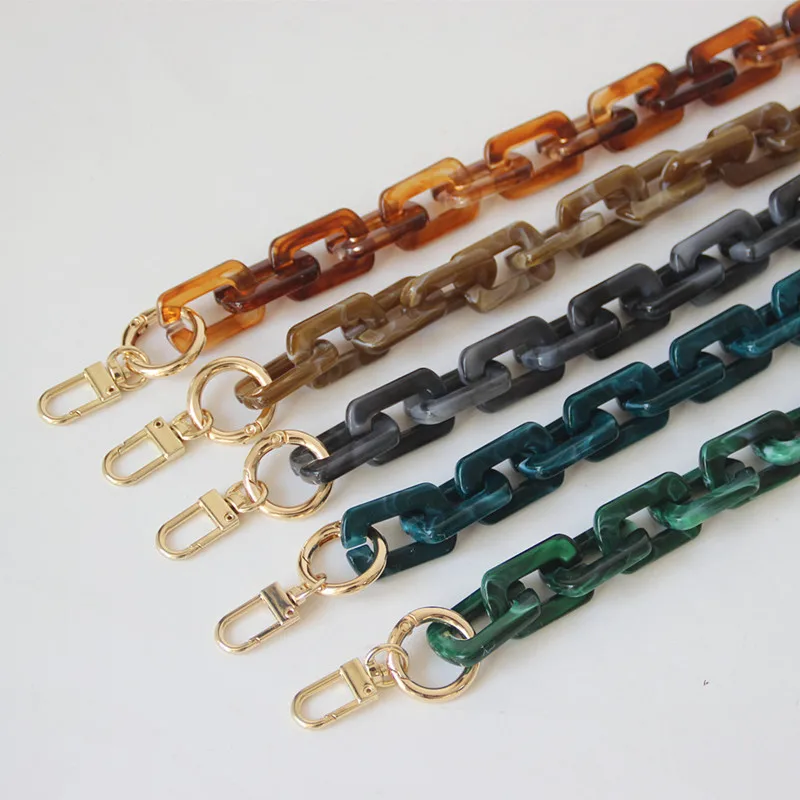 New Fashion Woman Handbag Accessory Chain Brown Beige Acrylic Blue Resin Chain Luxury Strap Women Clutch Shoulder Purse Chain
