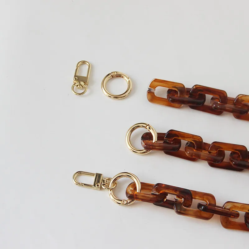 New Fashion Woman Handbag Accessory Chain Brown Beige Acrylic Blue Resin Chain Luxury Strap Women Clutch Shoulder Purse Chain