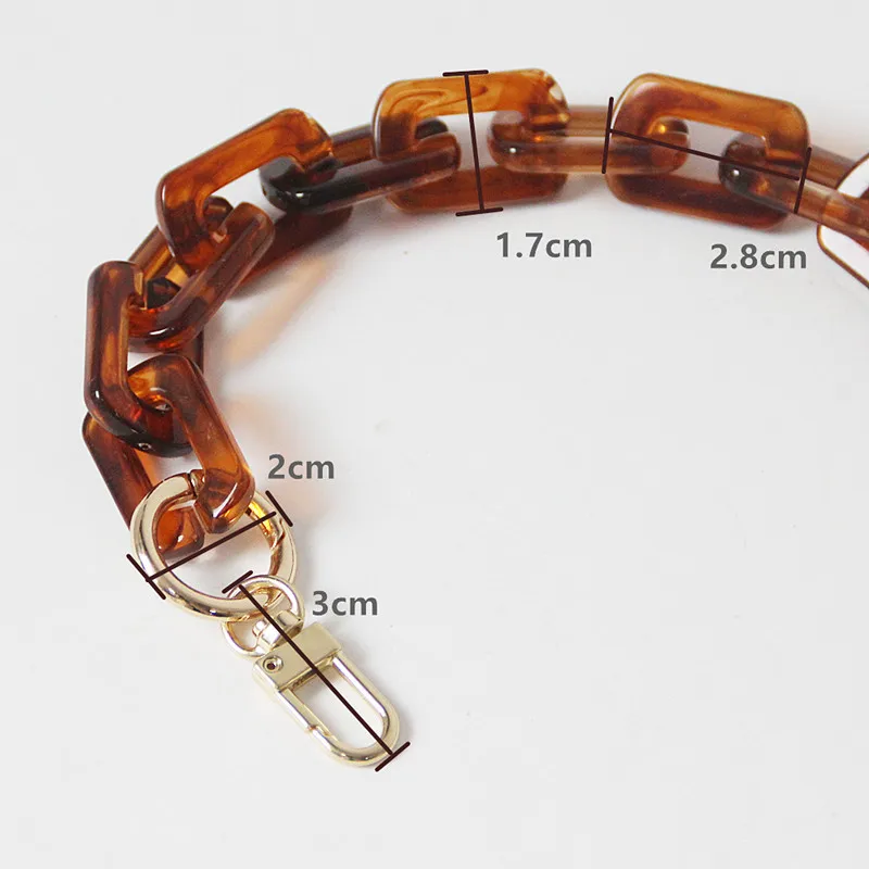 New Fashion Woman Handbag Accessory Chain Brown Beige Acrylic Blue Resin Chain Luxury Strap Women Clutch Shoulder Purse Chain