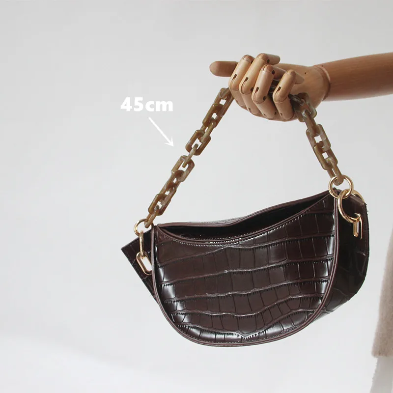 New Fashion Woman Handbag Accessory Chain Brown Beige Acrylic Blue Resin Chain Luxury Strap Women Clutch Shoulder Purse Chain