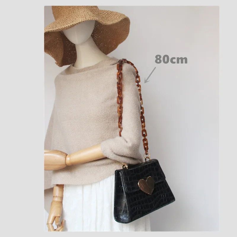New Fashion Woman Handbag Accessory Chain Brown Beige Acrylic Blue Resin Chain Luxury Strap Women Clutch Shoulder Purse Chain