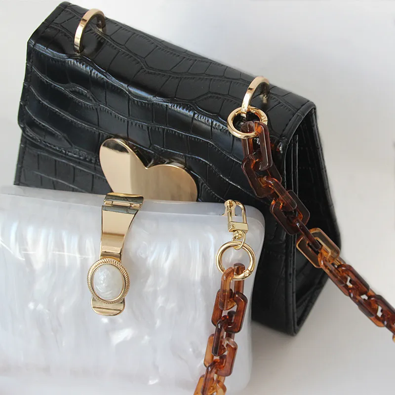New Fashion Woman Handbag Accessory Chain Brown Beige Acrylic Blue Resin Chain Luxury Strap Women Clutch Shoulder Purse Chain