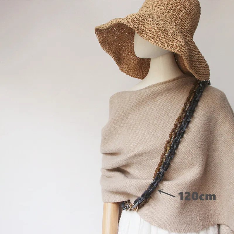 New Fashion Woman Handbag Accessory Chain Brown Beige Acrylic Blue Resin Chain Luxury Strap Women Clutch Shoulder Purse Chain