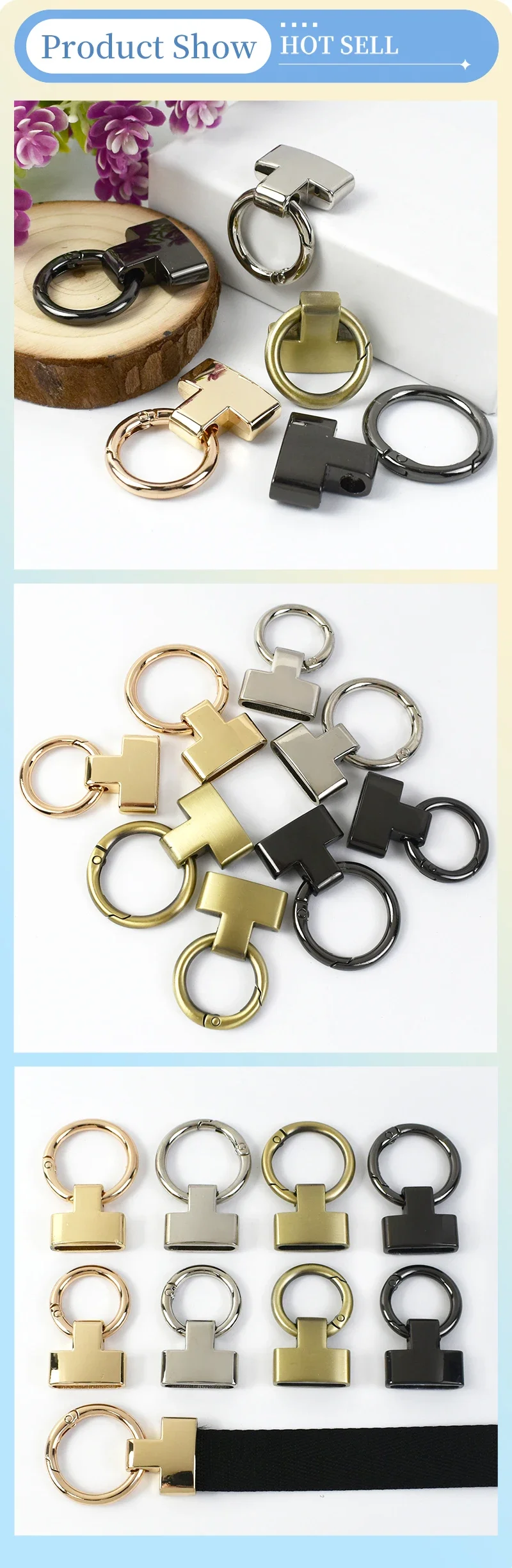 5-20Pcs 20/25mm Deepeel O Ring Metal Buckles Handbag Belt Snap Clasp Bag Sides Clip Buckle Hook for Keychain Hardware Accessory