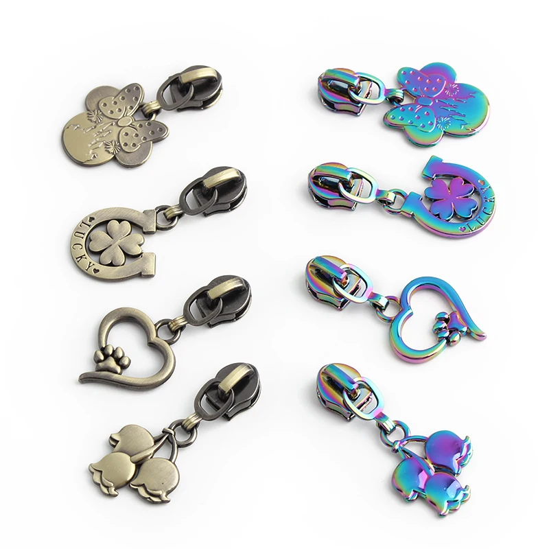 5/20/100PCS Summer Series 5# Nylon Multicolor Metal Zippers Puller Slider For Broken Buckle Purse Bags Dress Sewing Accessories