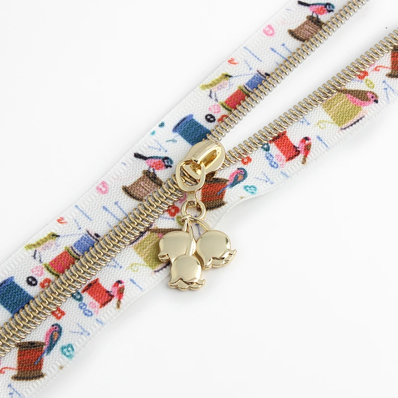 5/20/100PCS Summer Series 5# Nylon Multicolor Metal Zippers Puller Slider For Broken Buckle Purse Bags Dress Sewing Accessories