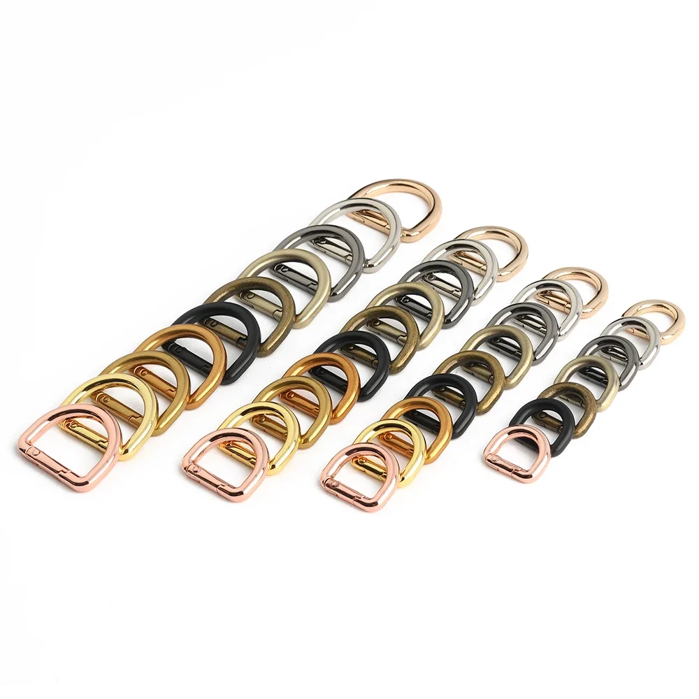20/50/100PCS 13mm 16mm 19mm 25mm Metal Buckles Spring D Ring Keyring Clasps For Bags Shoulder Hanger Connect Hook Accessories