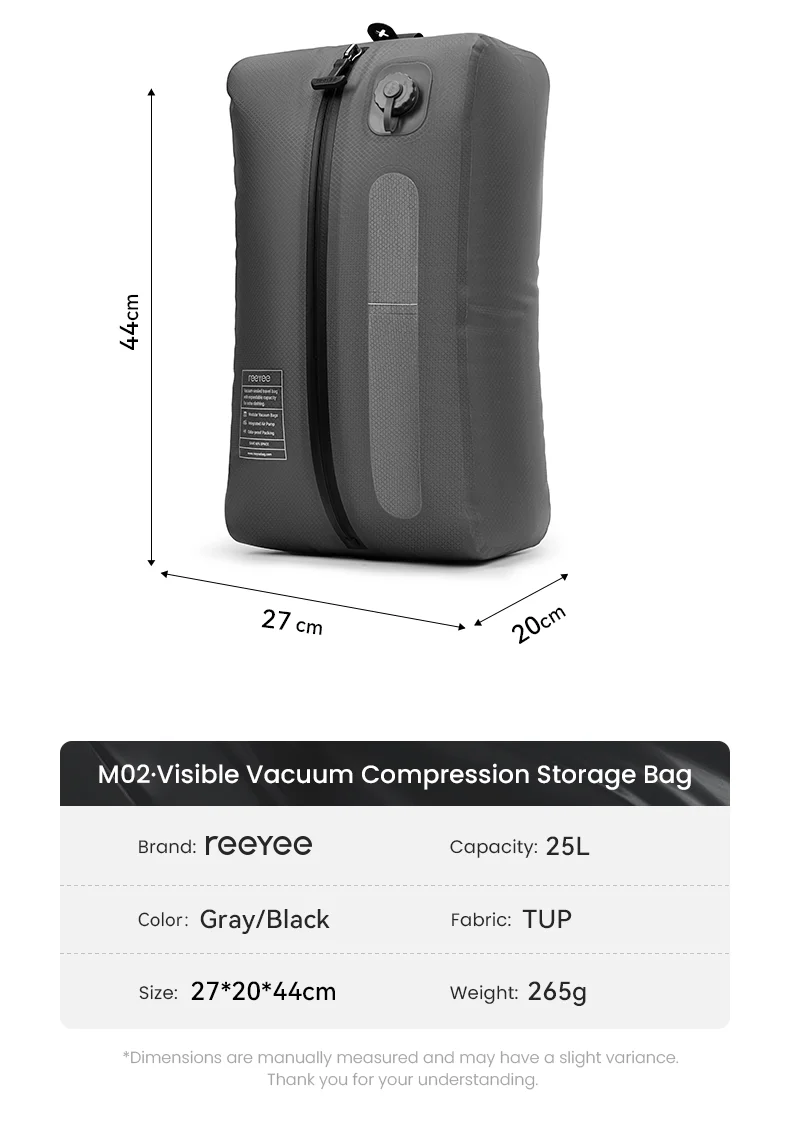 ReeYee 25L Travel Vacuum Storage Bags Save Space, Waterproof Compression Bags for Clothes Down Jacket, Vacuum Bags for Suitcases