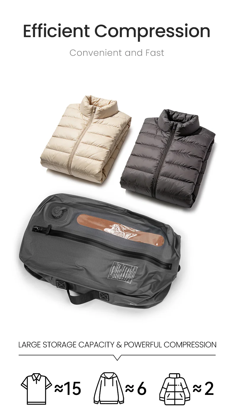 ReeYee 25L Travel Vacuum Storage Bags Save Space, Waterproof Compression Bags for Clothes Down Jacket, Vacuum Bags for Suitcases
