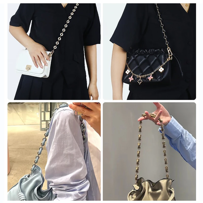 EverToner Acrylic donut metal bag shoulder strap crossbody chain Lo-we flamenco shoulder bag resin versatile decorative chain
