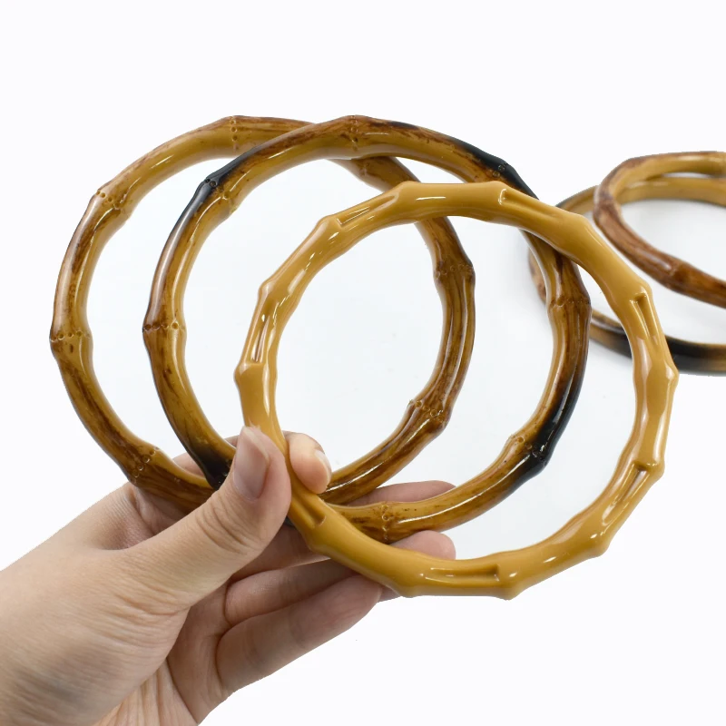2/4Pc 12/13/15cm Faux Bamboo Plastic Round Bag Handles for Handbag Purse Frame Wovenbag DIY Replacement Handle Craft Accessories
