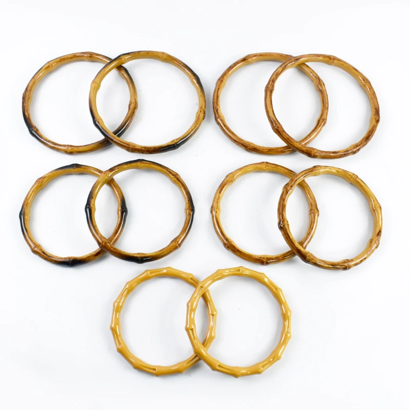 2/4Pc 12/13/15cm Faux Bamboo Plastic Round Bag Handles for Handbag Purse Frame Wovenbag DIY Replacement Handle Craft Accessories