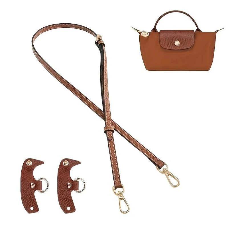 1set Bag Leather Strap For Longchamp Universite Mini Bag Shoulder Strap New Gray Mini Bag Punch-free Modification Accessory