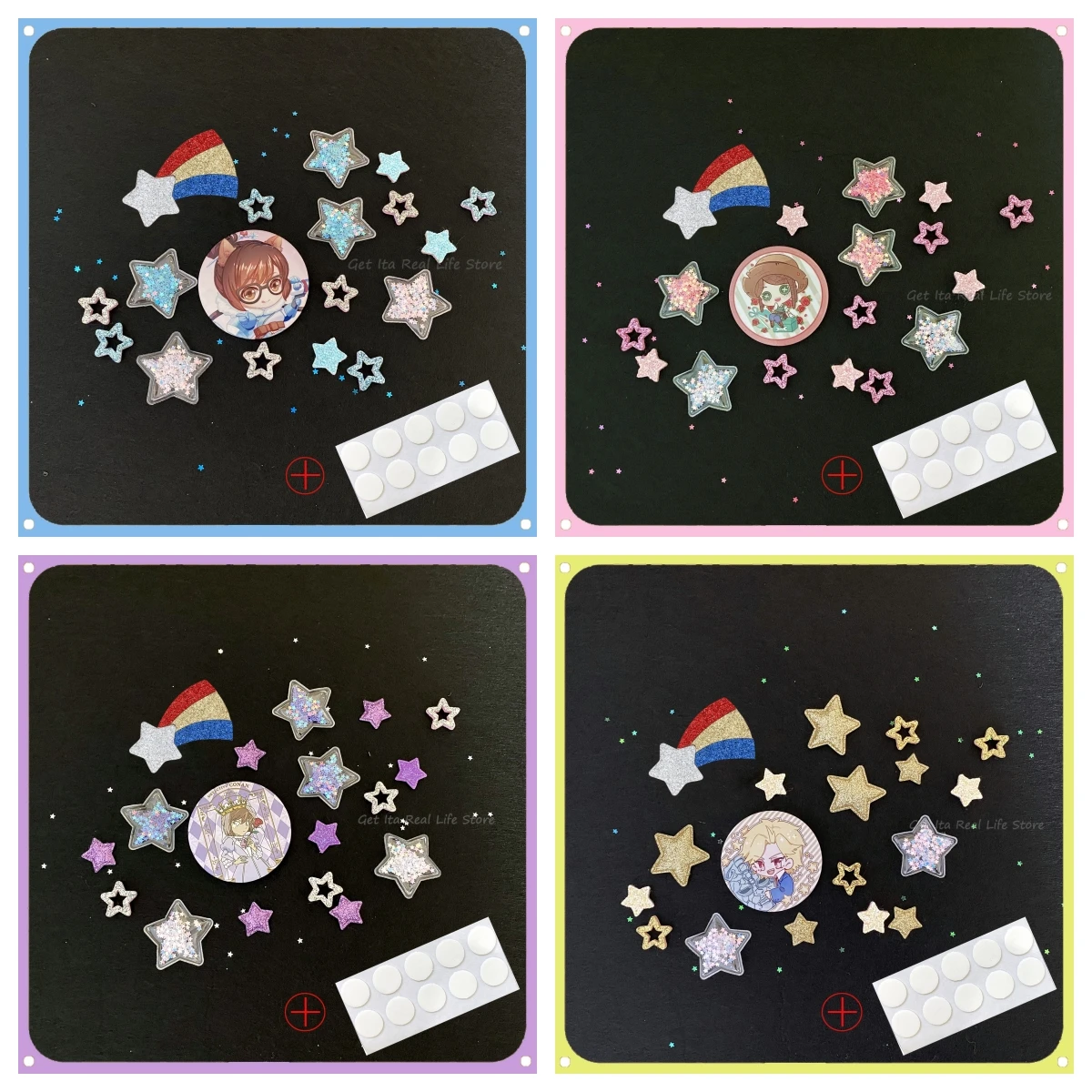 Italife Pink Shining Stars Ita Bag Accessories 4 Colors Kawaii Candy Color Stars Meteor Starry for Blue Itabag Decorations H324