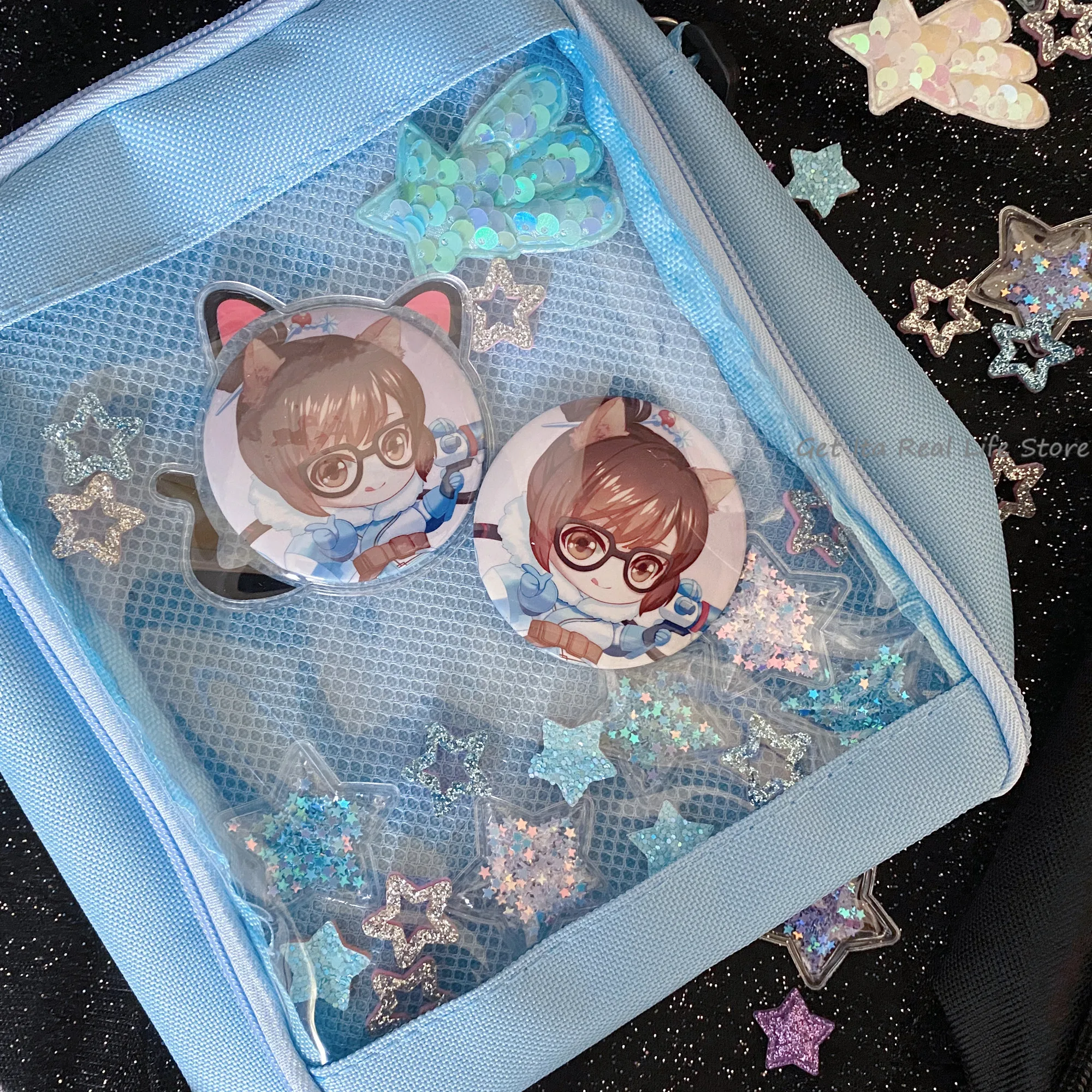 Italife Pink Shining Stars Ita Bag Accessories 4 Colors Kawaii Candy Color Stars Meteor Starry for Blue Itabag Decorations H324