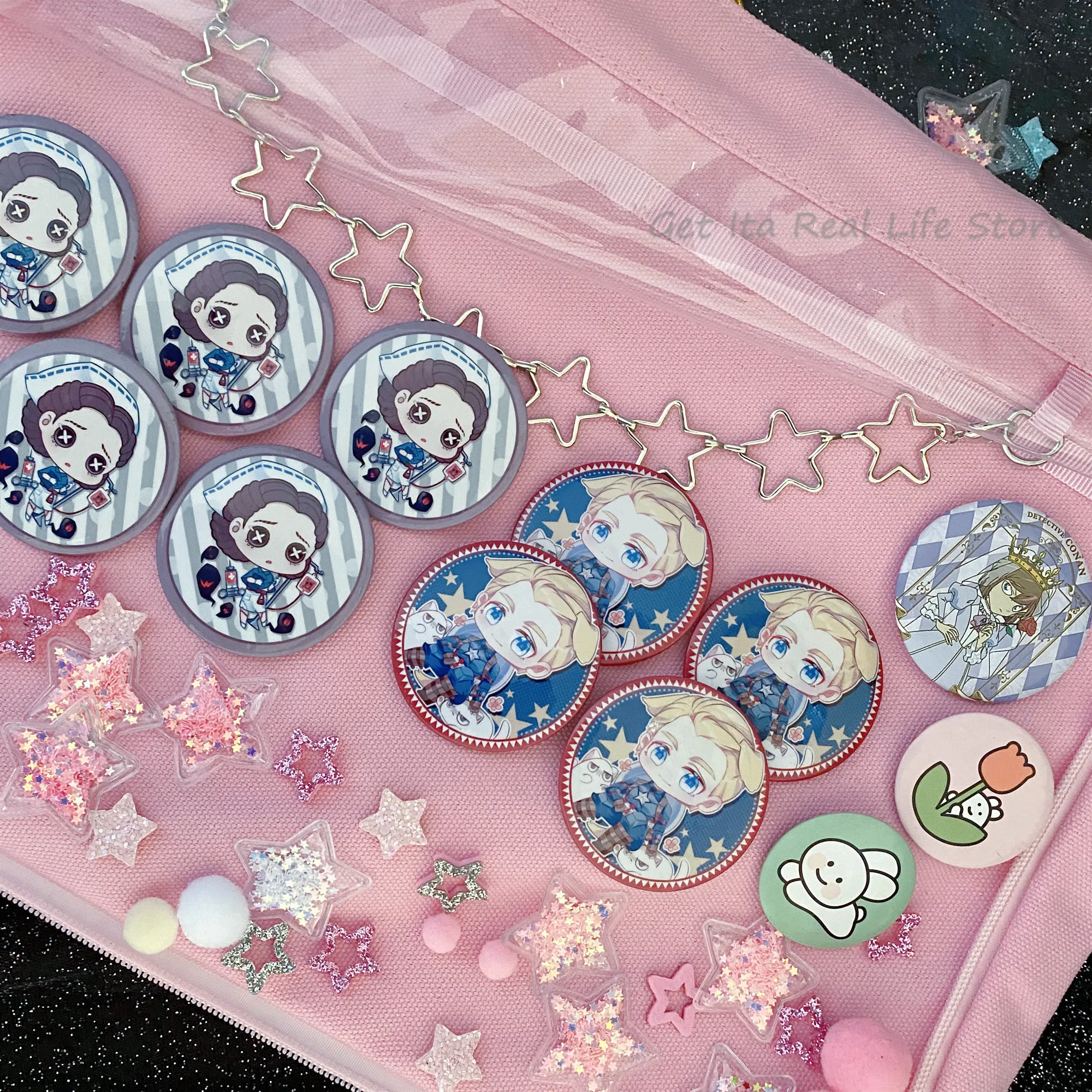 Italife Pink Shining Stars Ita Bag Accessories 4 Colors Kawaii Candy Color Stars Meteor Starry for Blue Itabag Decorations H324