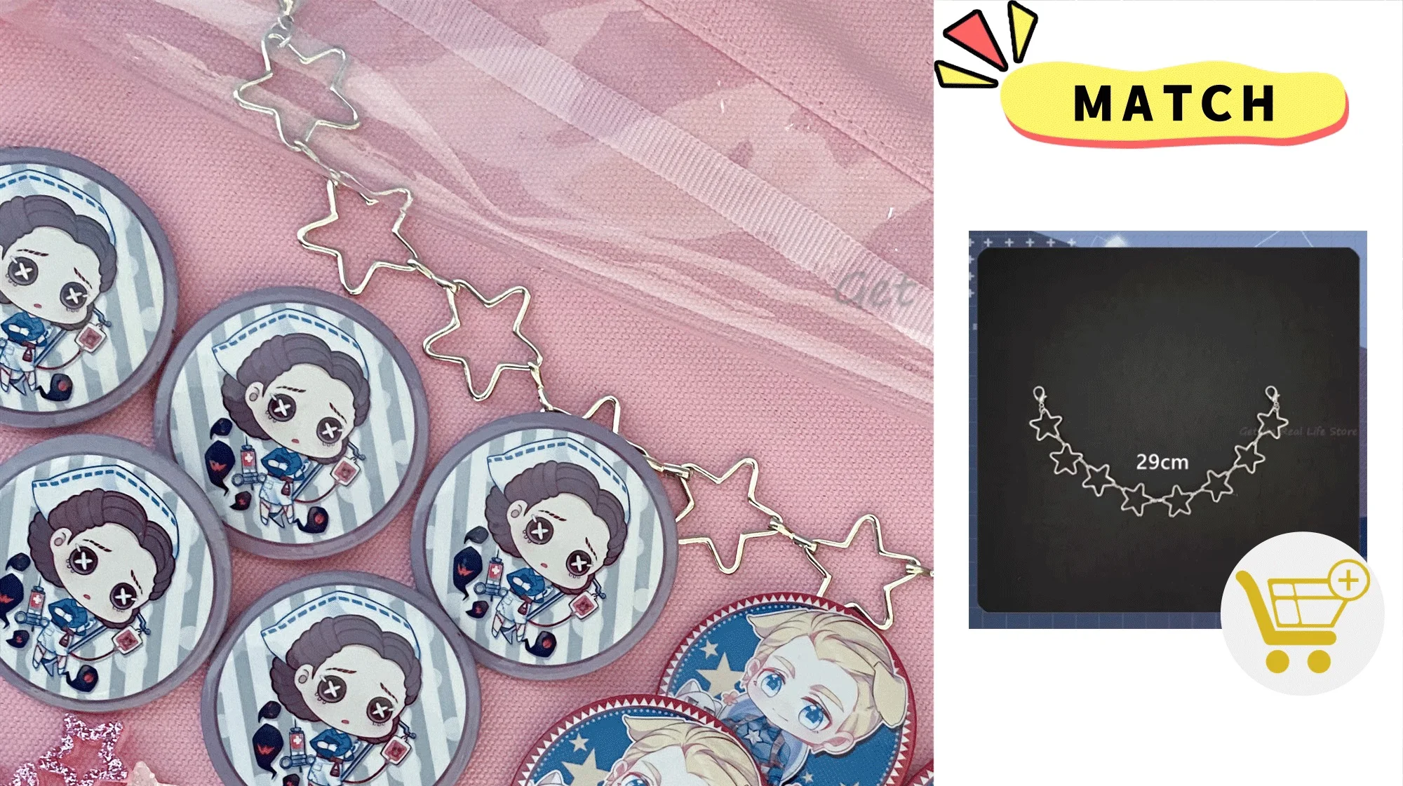 Italife Pink Shining Stars Ita Bag Accessories 4 Colors Kawaii Candy Color Stars Meteor Starry for Blue Itabag Decorations H324